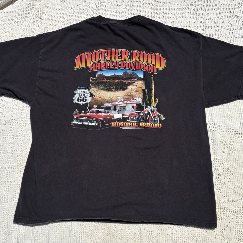 Vtg Harley Davidson 2XL HD Mother Road Kingman AZ 2009 Shirt Made in the USA